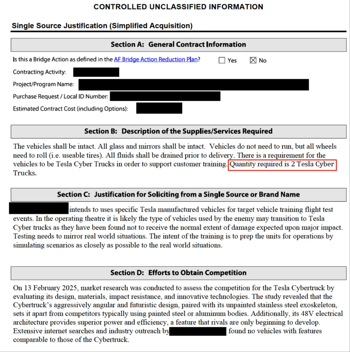 美军方担忧敌方使用Cybertruck